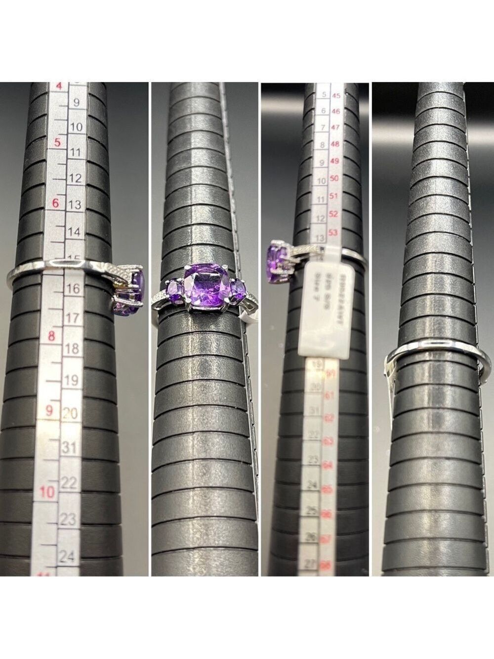 Amethyst 3 Stone 1.80 CTW Designer Ring Set in Sterling Silver: Size 7 NWT - Picture 10 of 17